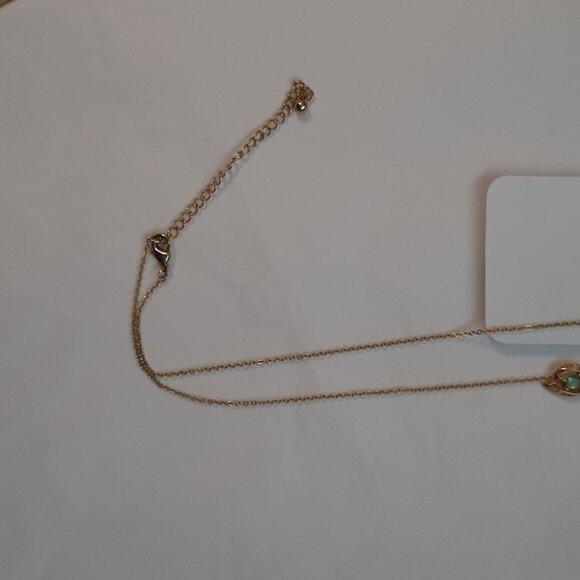 Vintage Avon Prasiolite Stone Necklace/Earring Set Gold Tone - Picture 5 of 6